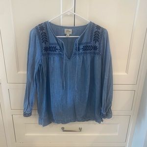 J. Crew Chambray Peasant Top